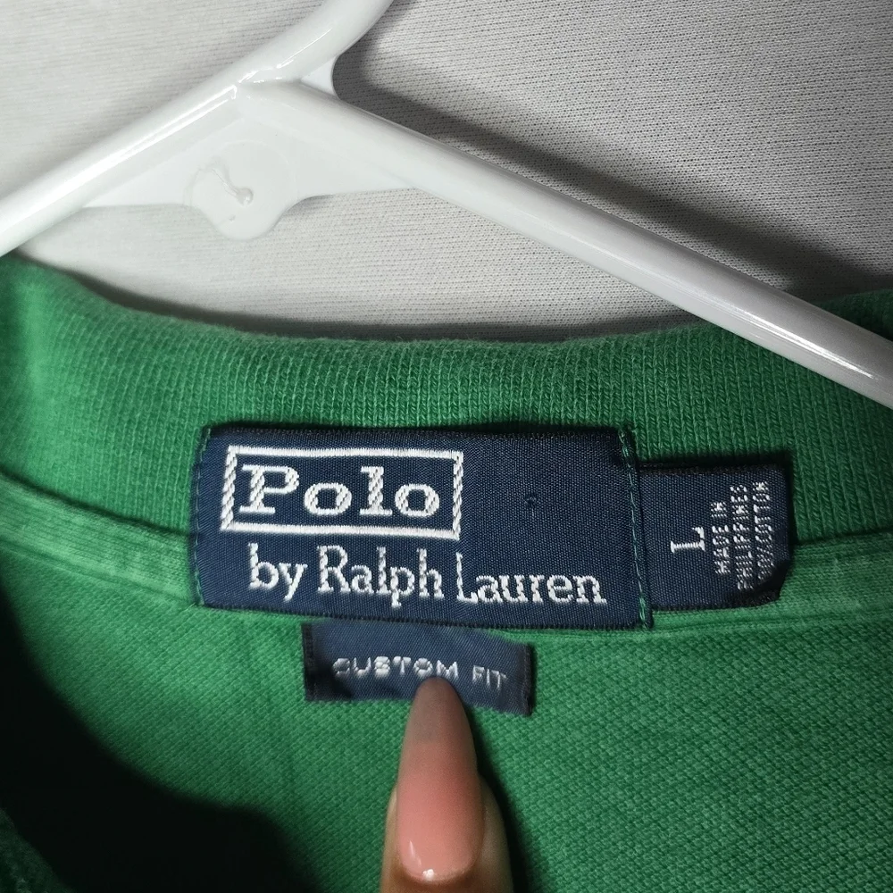 Men Golf Polo Ralph Lauren Size Large Green Orange Short Sleeve Shirt-Custom Fit